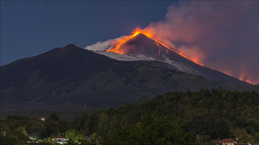 Mount Etna in Italy spews ash, lava intensely