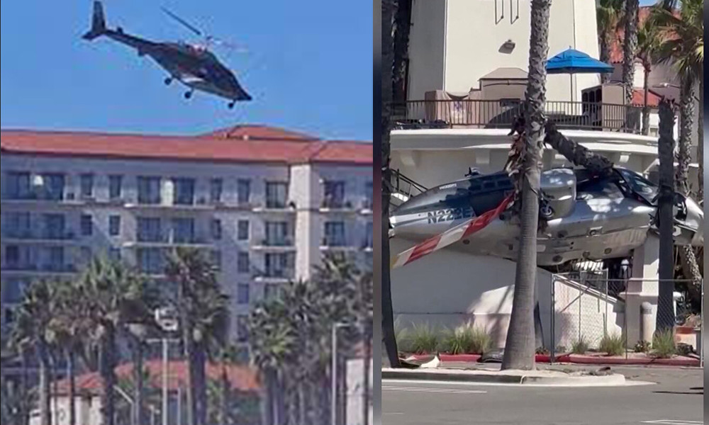 Helicopter falling from sky and crashing in California beach; 5 hospitalized