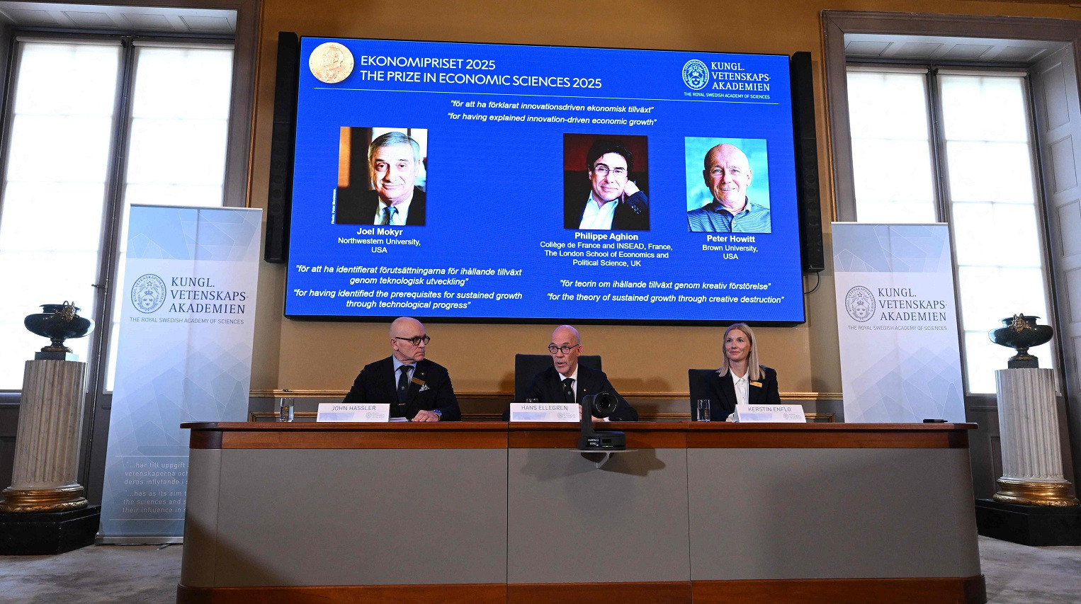 Trio wins economics Nobel for work on tech-driven growth