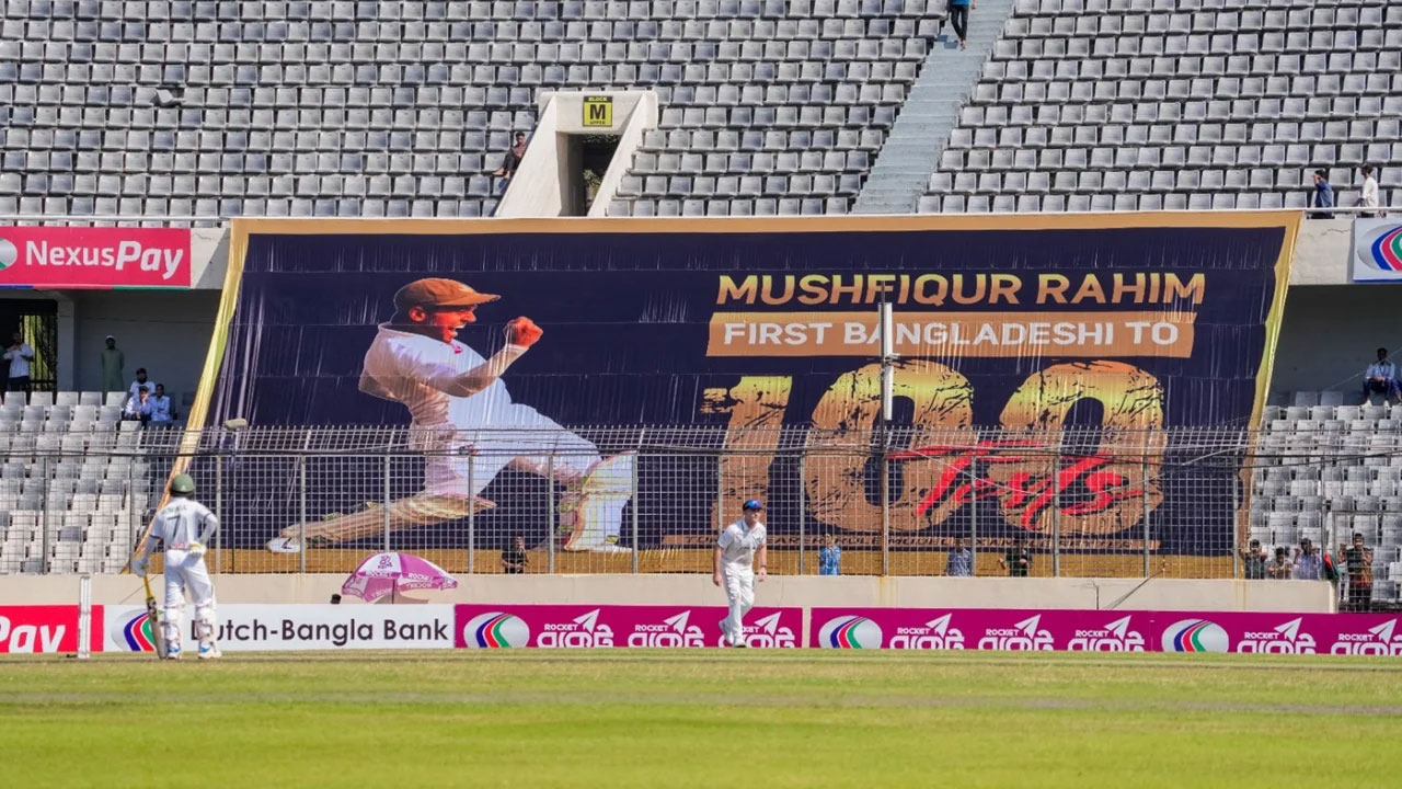 Mushfiqur close to century in 100th Test